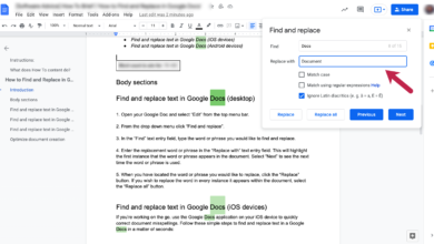 find and replace Google Docs